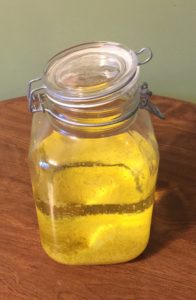 Lemon Zest and Grain Alcohol in Jar