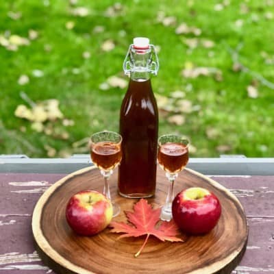 Apple Spice Liqueur in glasses and with decanter