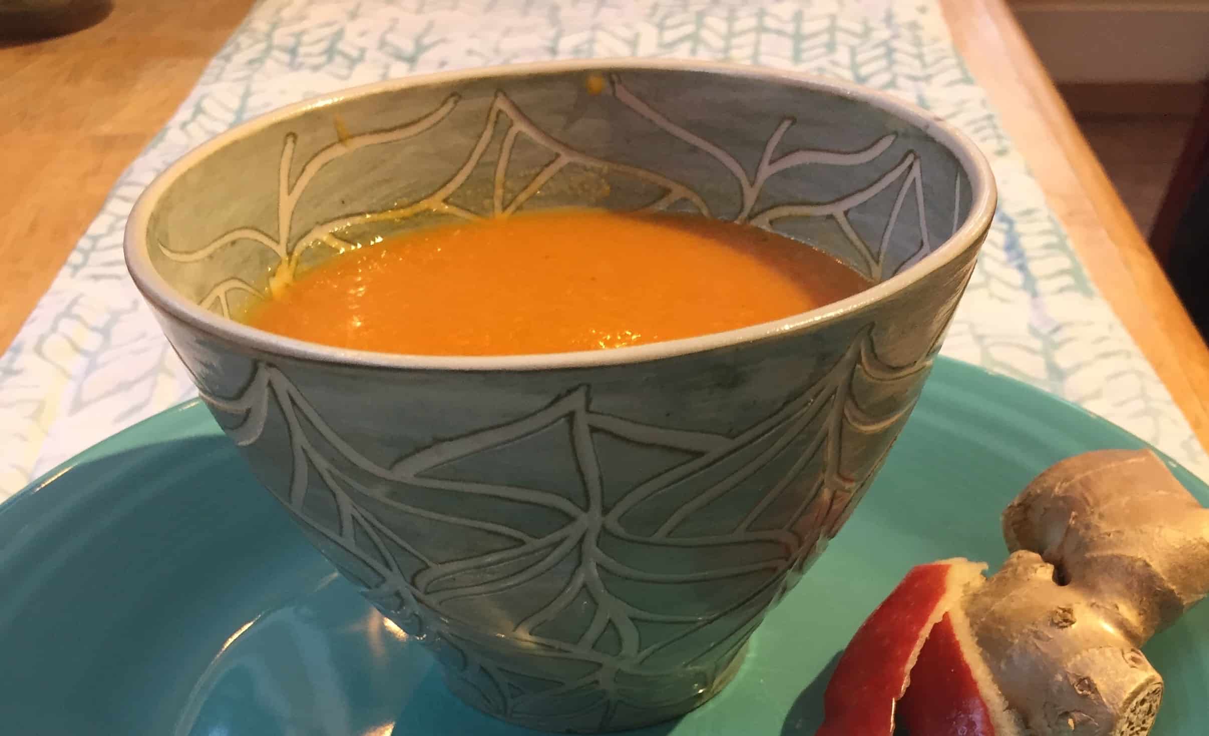 Carrot Apple Ginger Soup in bowl