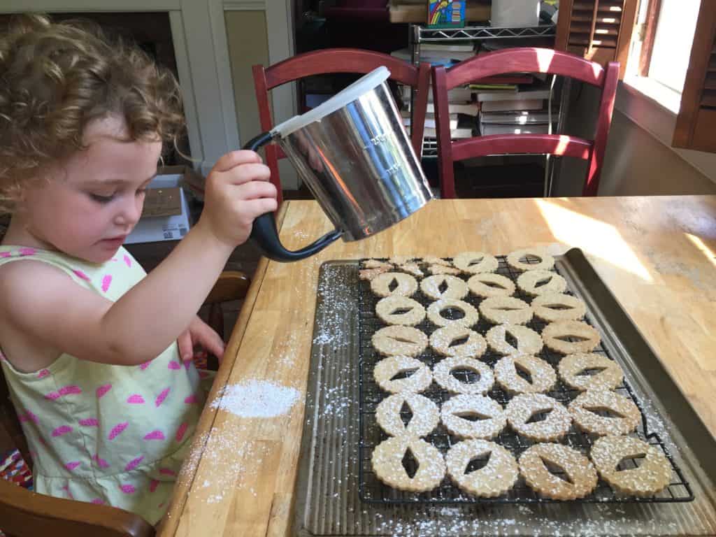 Ramona helping with Linzer Cookies