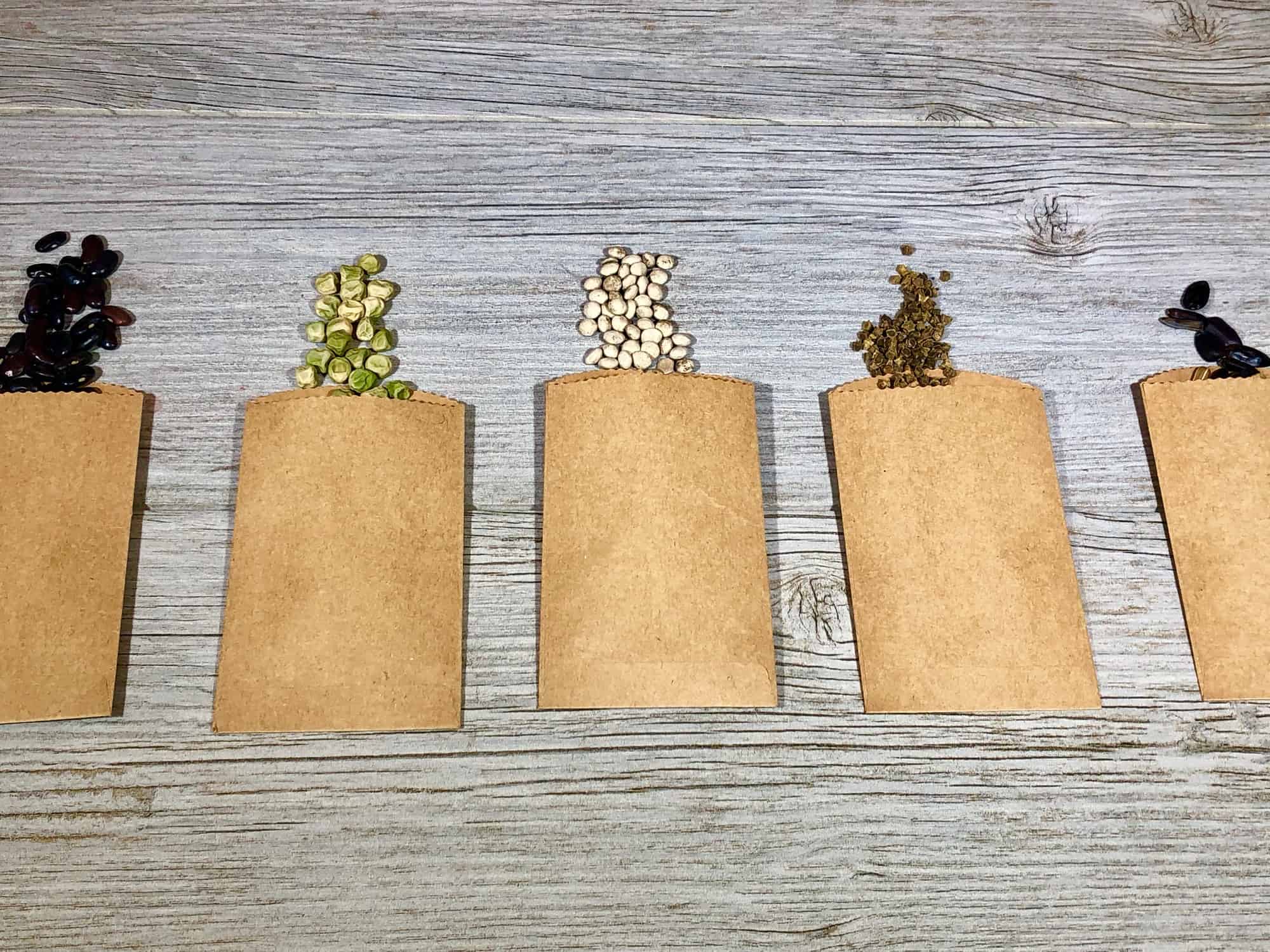five envelopes filled with saved seeds-benefits of saving seeds