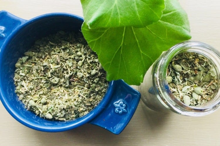 Italian Herb Blend in jar and in bowl