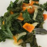 Spicy Garlic Kale with Sauteed Peppers on plate