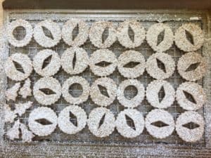 baked cookies with confectioner's sugar