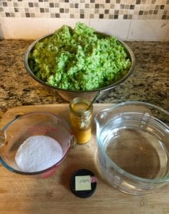 cucumbers, salt turmeric and water