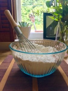 whisk flour, baking powder, salt and cinnamon
